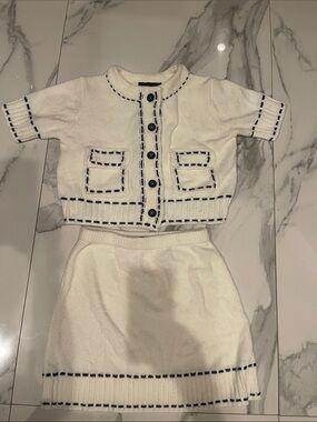 ZARA Knit Two-Piece Set with Navy Stitching